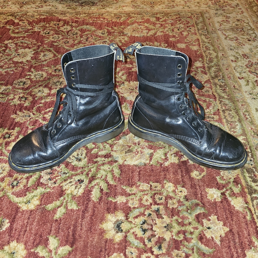 Dr. Martens Black Leather Combat Boots - Picture 2 of 6